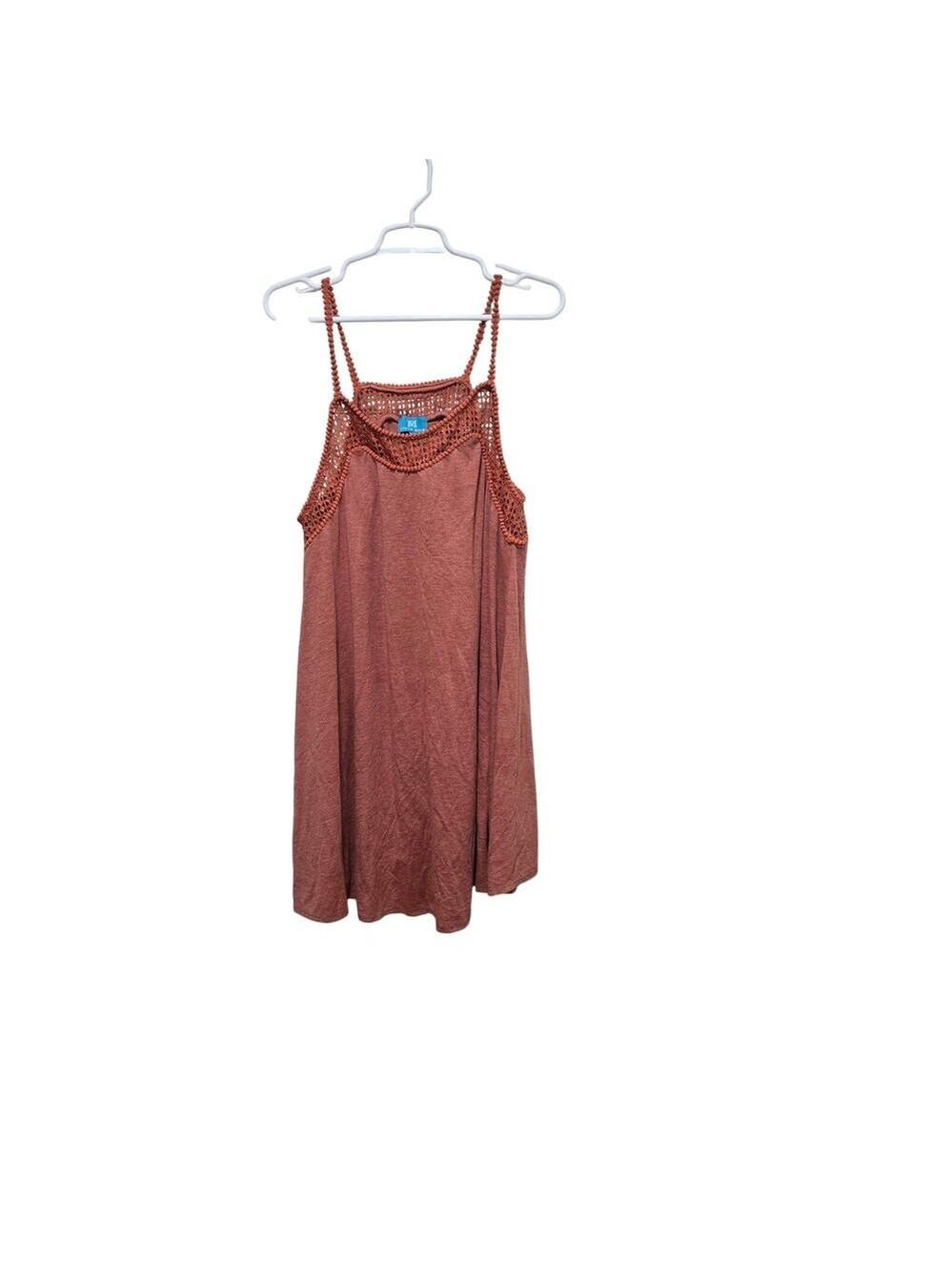 South Main Crochet Yoke Swing Dress XL Rust Orange Boho